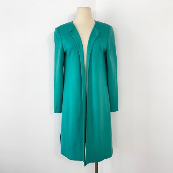 St. John Wool Knit Long Cardigan Sweater Poncho Long Sleeve Green Turquoise | 10 - Picture 2 of 12